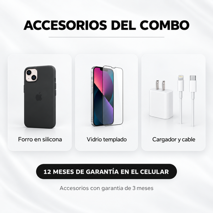 iPhone 15 + Space + AirPods Pro 3 + Estuche AirPods  + Vidrio Templado + Cargador y Cable