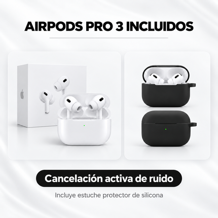 iPhone 15 + Space + AirPods Pro 3 + Estuche AirPods  + Vidrio Templado + Cargador y Cable