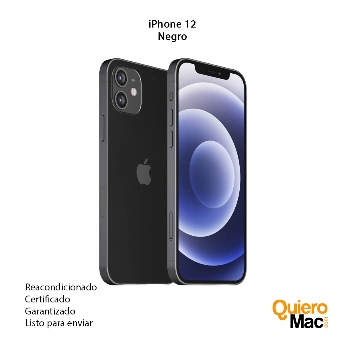 iPhone 12 APPLE (Reacondicionado Como Nuevo - 6.1 - 128 GB - Negro)