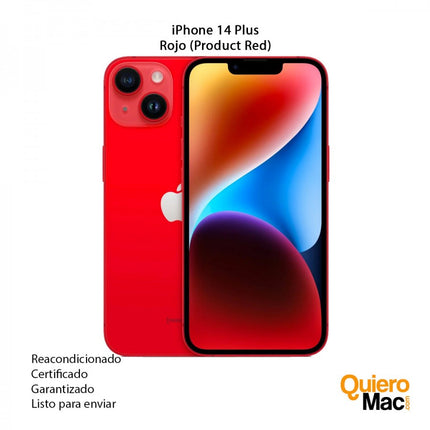 iPhone 14 Plus reacondicionado, refurbish, certificado con garantía para comprar online color Rojo (Product Red) - QuieroMac