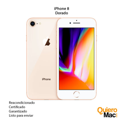 iPhone 8 Reacondicionado Dorado Refurbish Remanufacturado certificado con garantia compra online Bogota Colombia - QuieroMac